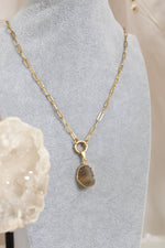 Collier | Chaîne maillons or | Agate druzy