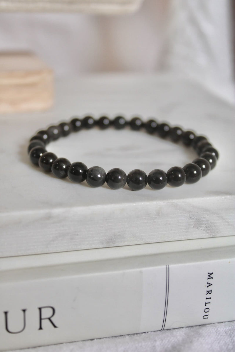 Bracelet | Obsidienne argenté